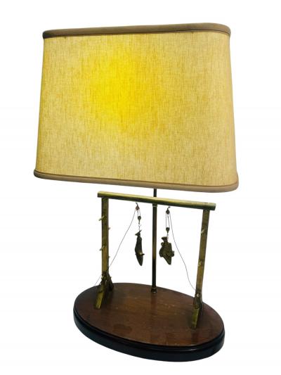  Studio J McDonald ARTIST SIGNED BRASS SCULPTURAL SHARK GROUPER FISH CATCH SCALE LAMP