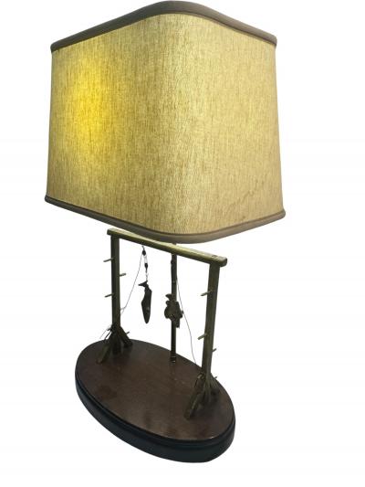  Studio J McDonald ARTIST SIGNED BRASS SCULPTURAL SHARK GROUPER FISH CATCH SCALE LAMP