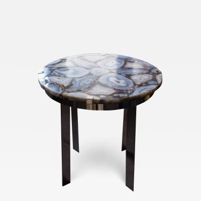  Studio Maison Nurita Contemporary Blue Grey Agate and Nickel Table by Studio Maison Nurita