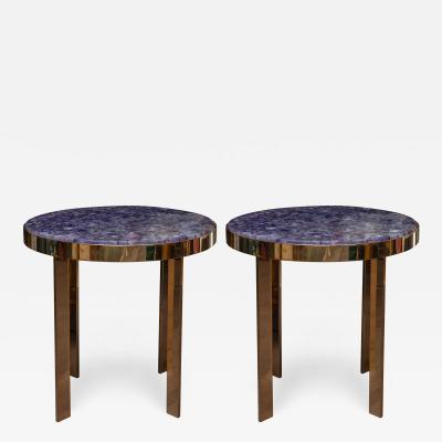  Studio Maison Nurita Pair of Purple Amethyst and Brass Tables by Studio Maison Nurita
