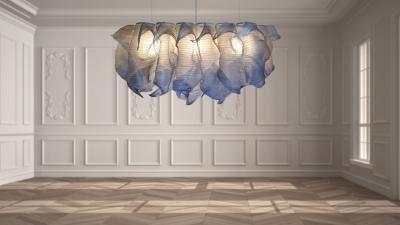  Studio Mirei Modern Pendant Light Nebula Grande Rectangular 150cm Handpainted by Studio Mirei