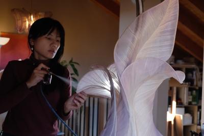  Studio Mirei Modern Sculptural Fabric Floor Lamp from Mirei Monticelli Aquarius in Stock