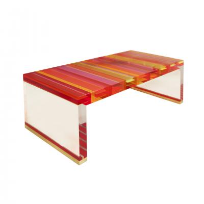  Studio Superego Studio Superego Modern Multicolor Plexiglass and Brass Feet Italian Coffee Table