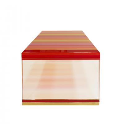  Studio Superego Studio Superego Modern Multicolor Plexiglass and Brass Feet Italian Coffee Table