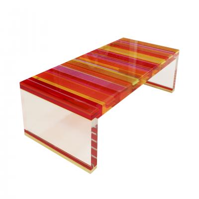  Studio Superego Studio Superego Modern Multicolor Plexiglass and Brass Feet Italian Coffee Table