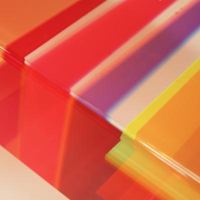  Studio Superego Studio Superego Modern Multicolor Plexiglass and Brass Feet Italian Coffee Table