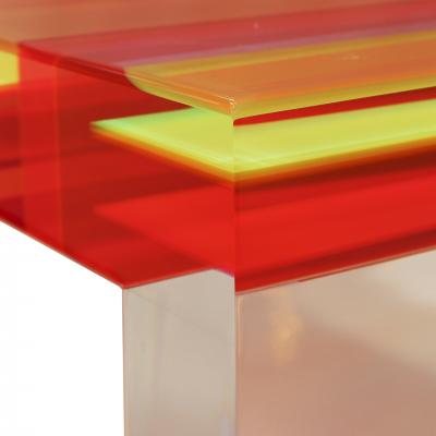  Studio Superego Studio Superego Modern Multicolor Plexiglass and Brass Feet Italian Coffee Table