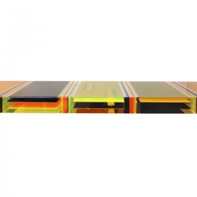  Studio Superego Studio Superego Modern Multicolor Plexiglass and Brass Feet Italian Coffee Table