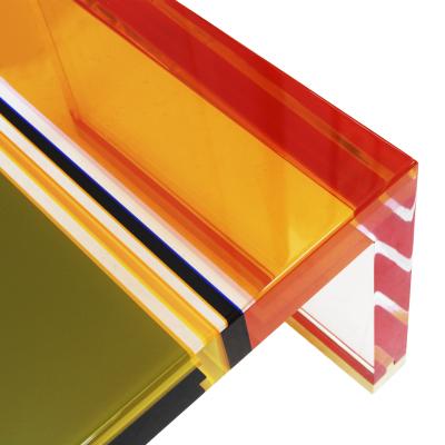  Studio Superego Studio Superego Modern Multicolor Plexiglass and Brass Feet Italian Coffee Table