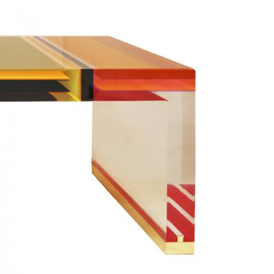  Studio Superego Studio Superego Modern Multicolor Plexiglass and Brass Feet Italian Coffee Table