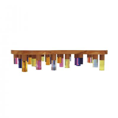  Studio Superego Studio Superego Modern Wood and Multicolor Plexiglass Italian Coffee Table