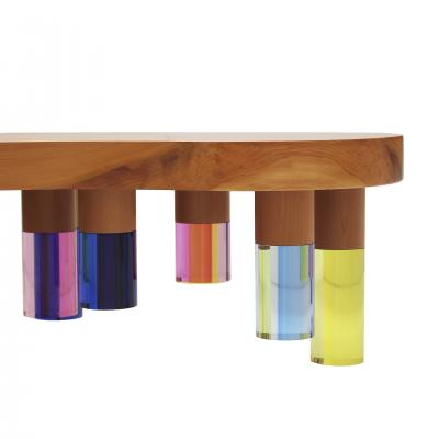  Studio Superego Studio Superego Modern Wood and Multicolor Plexiglass Italian Coffee Table