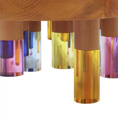  Studio Superego Studio Superego Modern Wood and Multicolor Plexiglass Italian Coffee Table