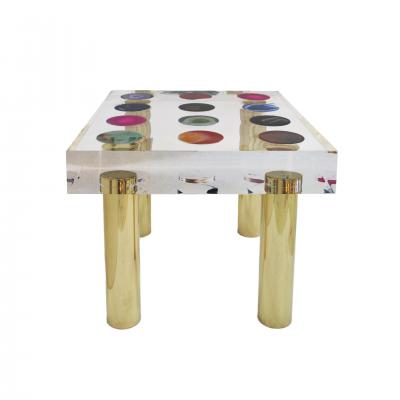  Studio Superego Superego Contemporary Modern Italian Plexiglass and Brass Side Table