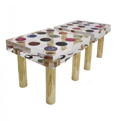  Studio Superego Superego Contemporary Modern Italian Plexiglass and Brass Side Table