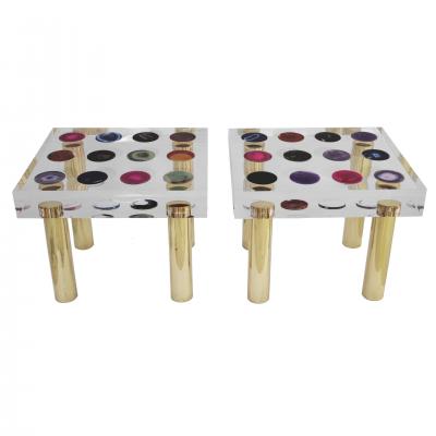  Studio Superego Superego Contemporary Modern Italian Plexiglass and Brass Side Table