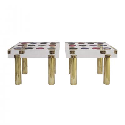  Studio Superego Superego Contemporary Modern Italian Plexiglass and Brass Side Table