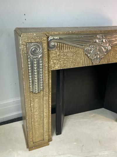 Sue et Mare ART DECO DECORATIVE FIRE PLACE MANTEL WITH STUNNING SILVER LEAF ACCENT