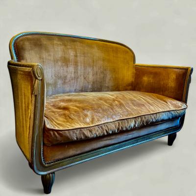 Sue et Mare French Art Deco Small Giltwood Sofa attributed to Sue et Mare circa 1925