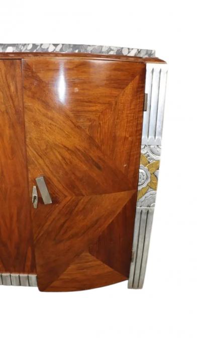 Sue et Mare MODERNIST ART DECO EXOTIC WOODS SILVER GOLD CUBISTIC FLOWERS TERRAZZO COMMODE