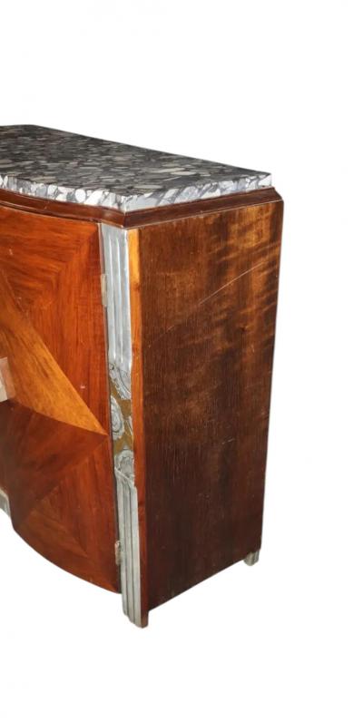  Sue et Mare MODERNIST ART DECO EXOTIC WOODS SILVER GOLD CUBISTIC FLOWERS TERRAZZO COMMODE