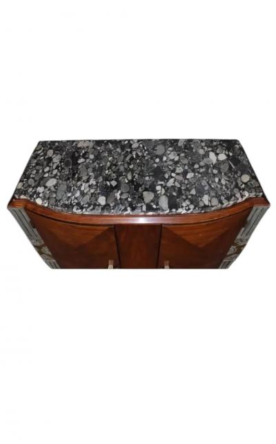  Sue et Mare MODERNIST ART DECO EXOTIC WOODS SILVER GOLD CUBISTIC FLOWERS TERRAZZO COMMODE