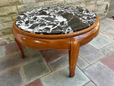  Sue et Mare Magnificent Sue et Mare Marble Mahogany Coffee Table Art Deco