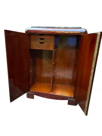  Sue et Mare RARE ELEGANT FRENCH ART DECO MARBLE FLAME MAHOGANY CABINET BY SUE ET MARE