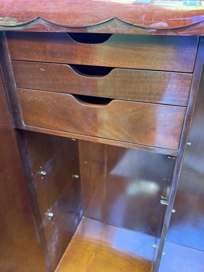  Sue et Mare RARE ELEGANT FRENCH ART DECO MARBLE FLAME MAHOGANY CABINET BY SUE ET MARE