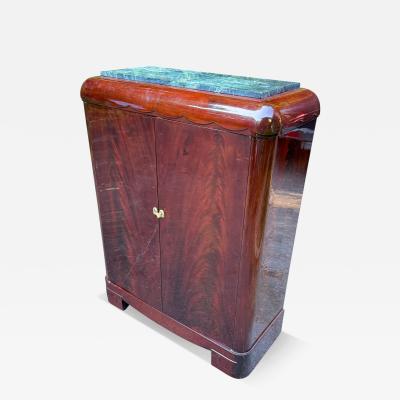  Sue et Mare RARE ELEGANT FRENCH ART DECO MARBLE FLAME MAHOGANY CABINET BY SUE ET MARE