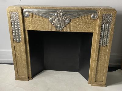  Sue et Mare SILVER LEAF SCROLL FLORAL CARVED DESIGN ART DECO DECORATIVE FIREPLACE MANTLE