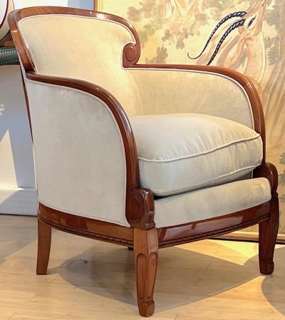  Sue et Mare Sue et Mare art deco rare refined pair of curved wood arm chaire