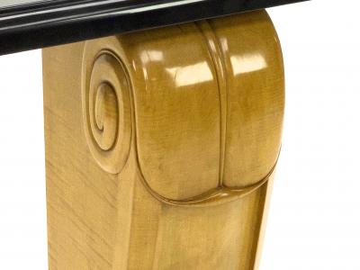  Sue et Mare Sue et Mare pair of spectacular pair of carved sycamore and marble console