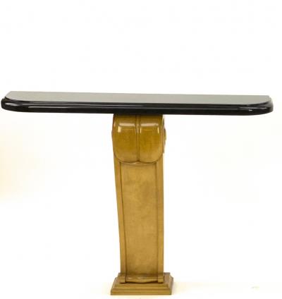  Sue et Mare Sue et Mare pair of spectacular pair of carved sycamore and marble console