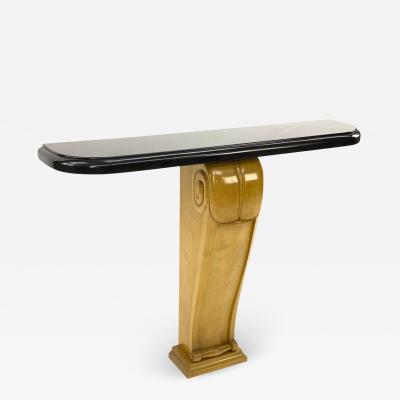  Sue et Mare Sue et Mare pair of spectacular pair of carved sycamore and marble console