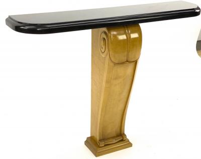  Sue et Mare Sue et Mare pair of spectacular pair of carved sycamore and marble console