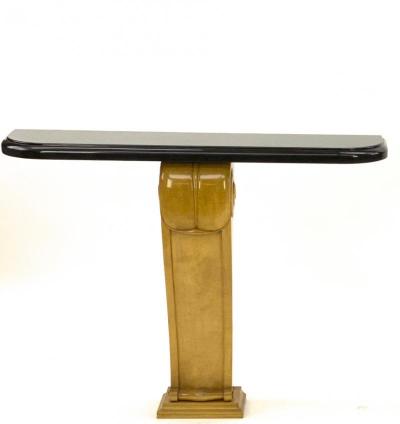  Sue et Mare Sue et Mare pair of spectacular pair of carved sycamore and marble console