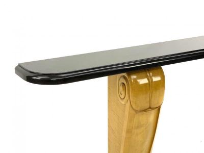  Sue et Mare Sue et Mare pair of spectacular pair of carved sycamore and marble console