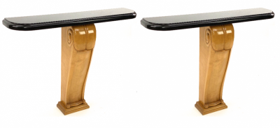  Sue et Mare Sue et Mare pair of spectacular pair of carved sycamore and marble console
