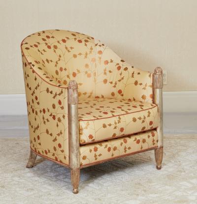 Sue et Mare Superb Pair of French Art Deco Silver Gilt Armchairs Attr Sue et Mare