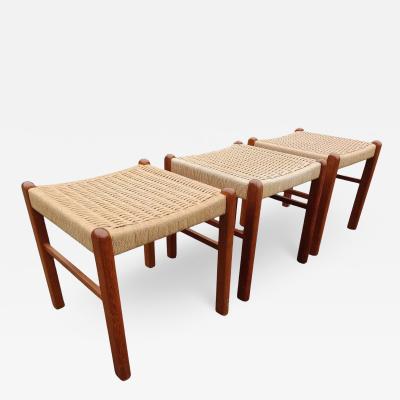  Sun Cabinet Sun Cabinet Co BL1 Three Danish Style Teak Papercord Benches MidCentury Inspired