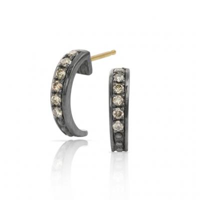  Suneera Suneera Diamond Black Rhodium Silver Dae Huggie Earrings