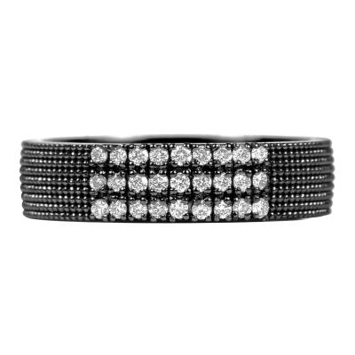  Suneera Suneera Three Row Diamond Black Rhodium Silver Band