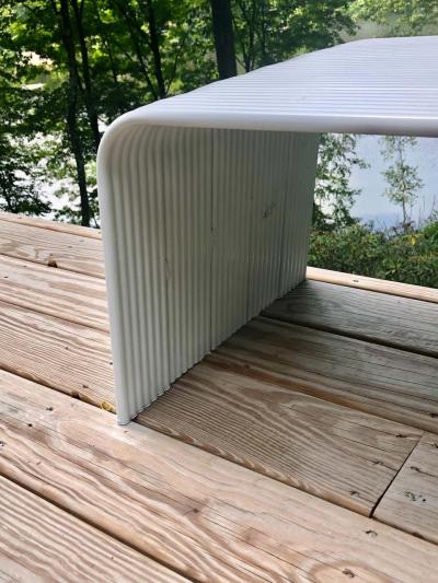  Superstudio Mid Century Modern White Enameled Aluminum Bench Attributed to Superstudio