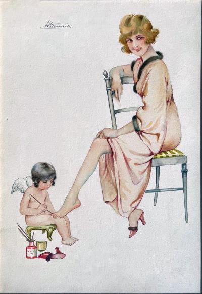  Suzanne Meunier Risque Pedicure by Angel Les Ongles Boudoir style Female Illustration