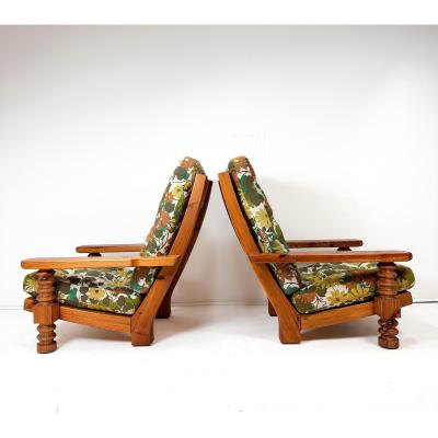  Sven Christian Larsson Pair of 1970s Swedish Pine T lja Lounge Chairs by Sven and Christian Larsson
