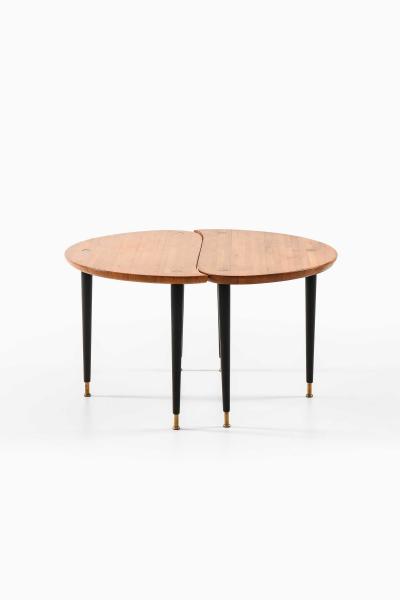  Svensk Fur Pair of Side or Coffee Tables in Brass Lacquer and Pine by Svensk Fur 1950s