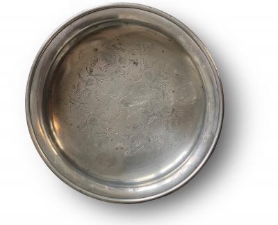  Svenskt Tenn Footed Bowl with Engraving in Pewter by Svenst Tenn