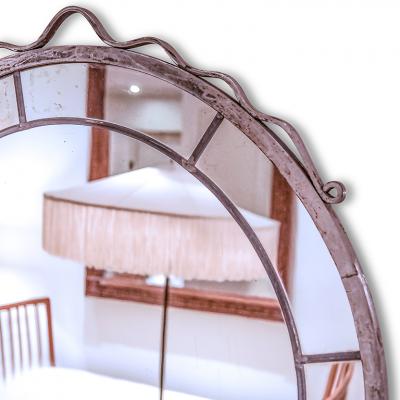  Svenskt Tenn Round Swedish Grace Hand Blown Mirror in the Style of Svenskt Tenn