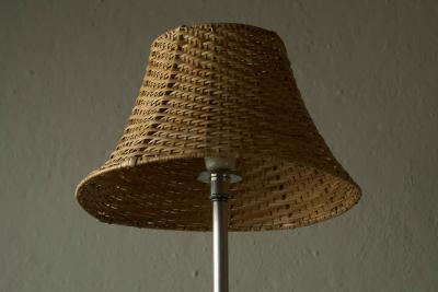  Svenskt Tenn Swedish Grace Table Lamp in Pewter with Rattan Shade Sweden 1930s